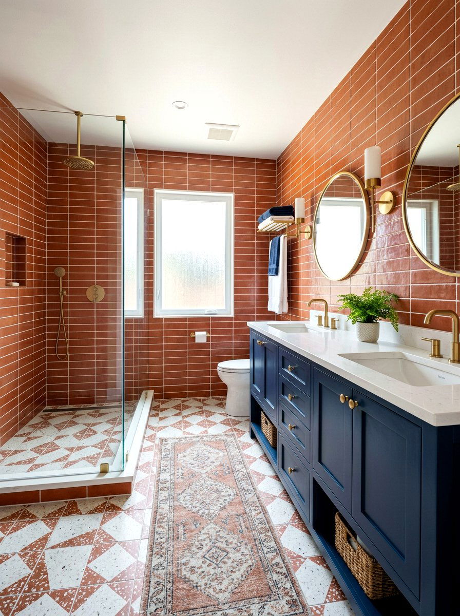Terracotta And Navy Blue - 30 terracotta bathroom ideas