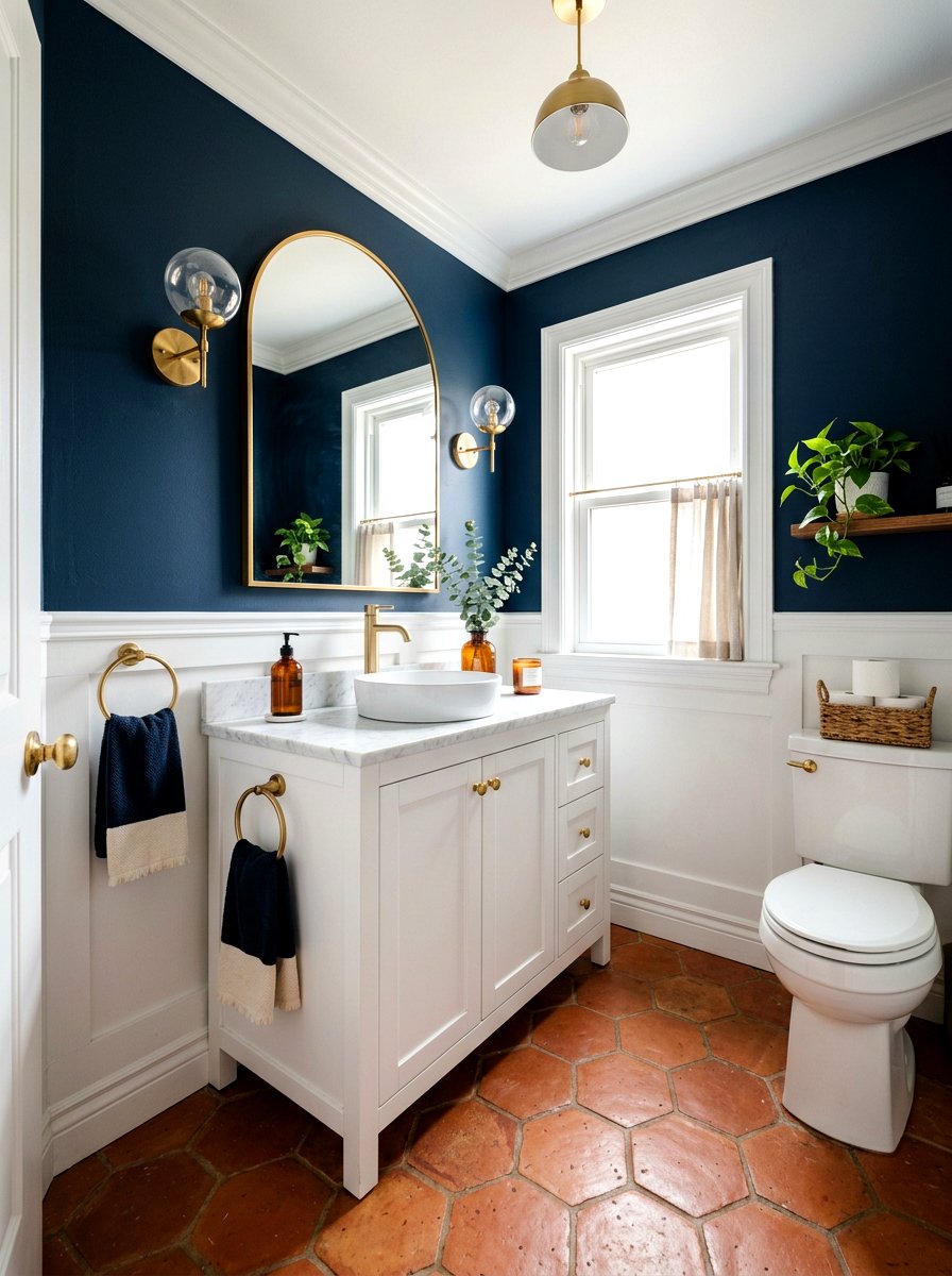 Terracotta And Navy Powder Room - 30 terracotta powder room ideas