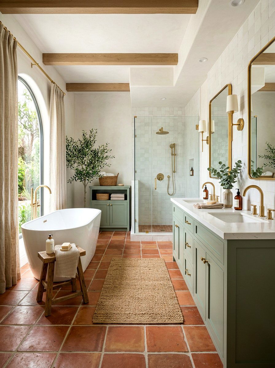 Terracotta And Sage Green - 30 terracotta bathroom ideas