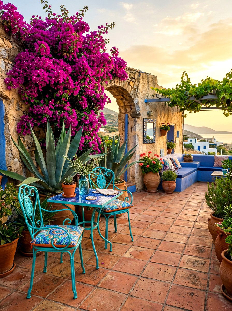 Terracotta And Turquoise Patio - 30 patio color scheme ideas