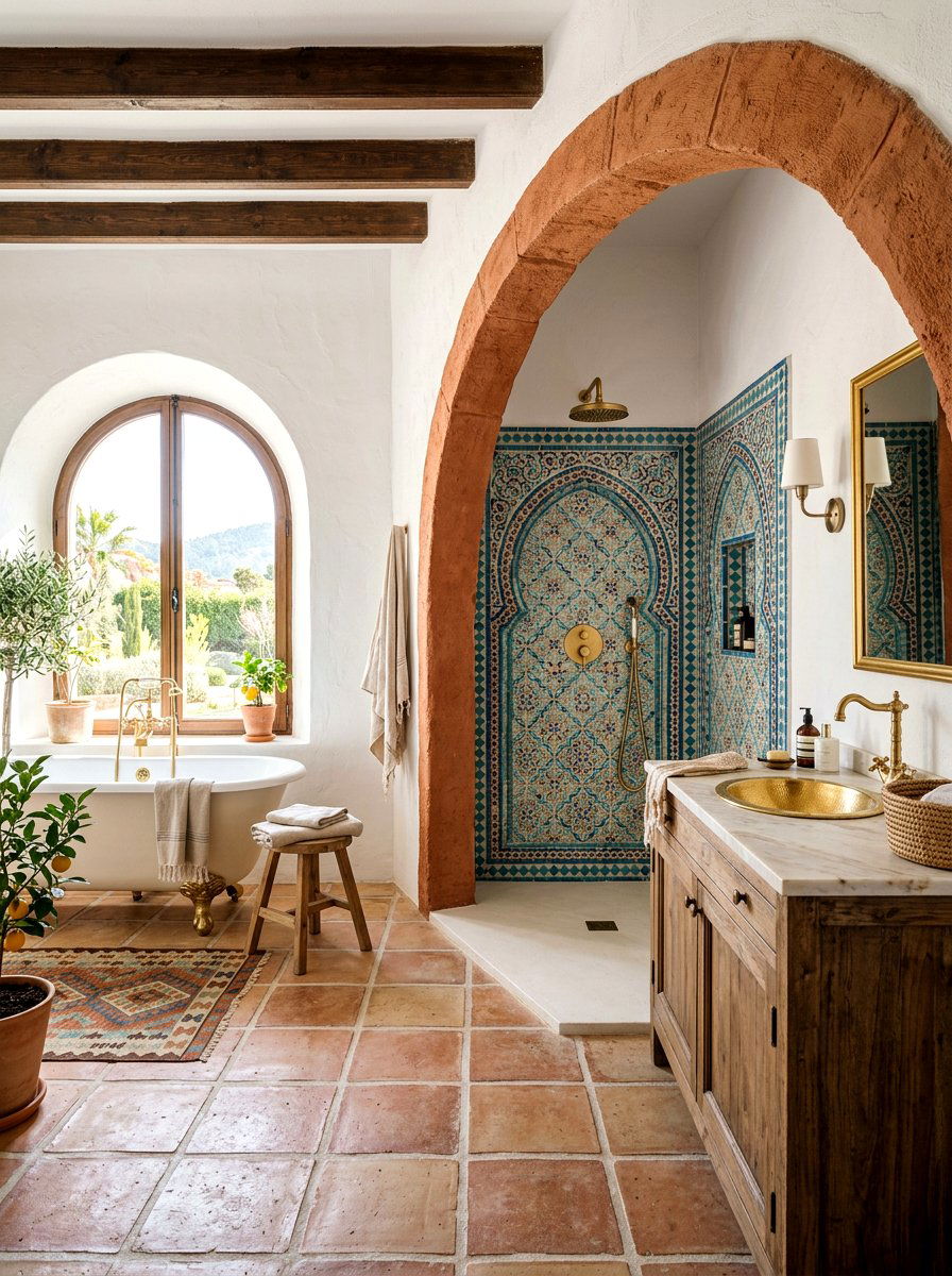 Terracotta Archway Detail - 30 terracotta bathroom ideas