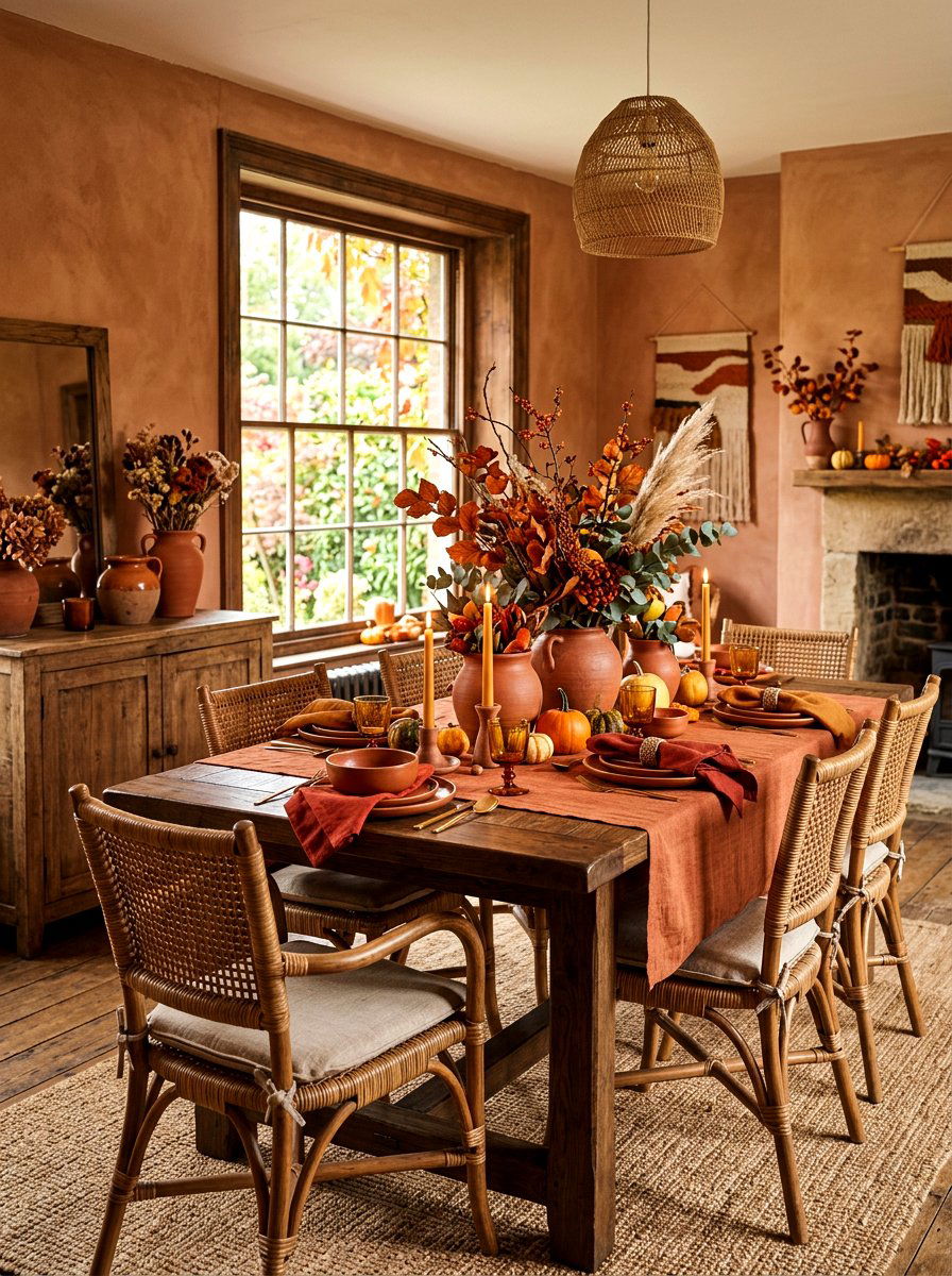 Terracotta Autumn Table Setting - 30 Thanksgiving table decor ideas