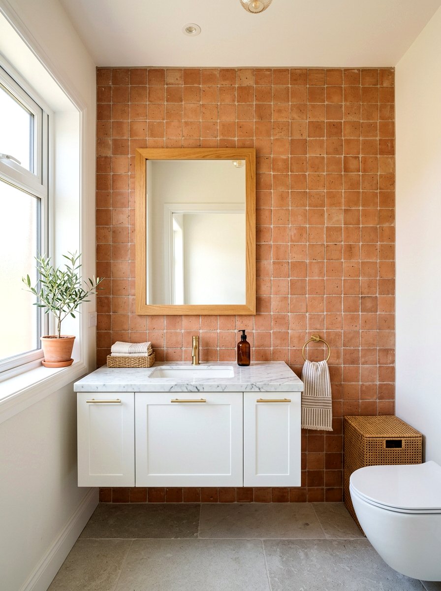 Terracotta Backsplash Powder Room - 30 terracotta powder room ideas