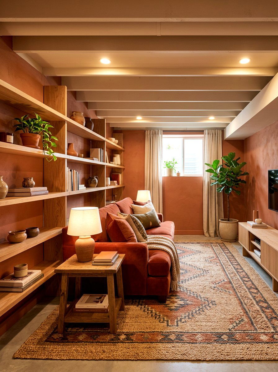 Terracotta Basement Color Palette - 30 basement family room ideas