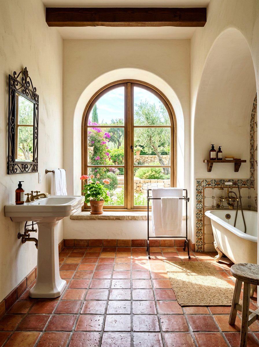 Terracotta Bathroom Floor Tiles - 30 eco bathroom ideas