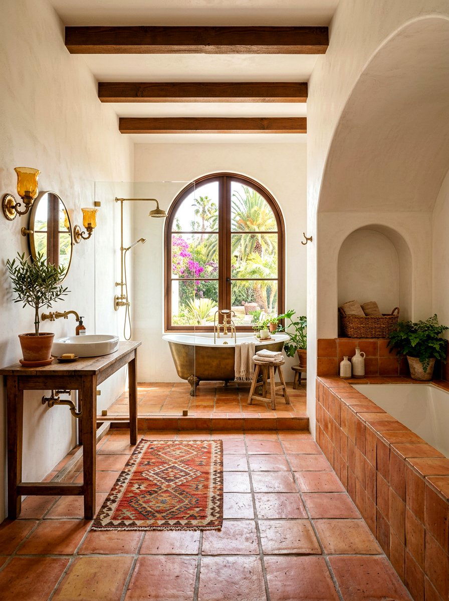Terracotta Bathroom Tile - 30 cocoon bath ideas