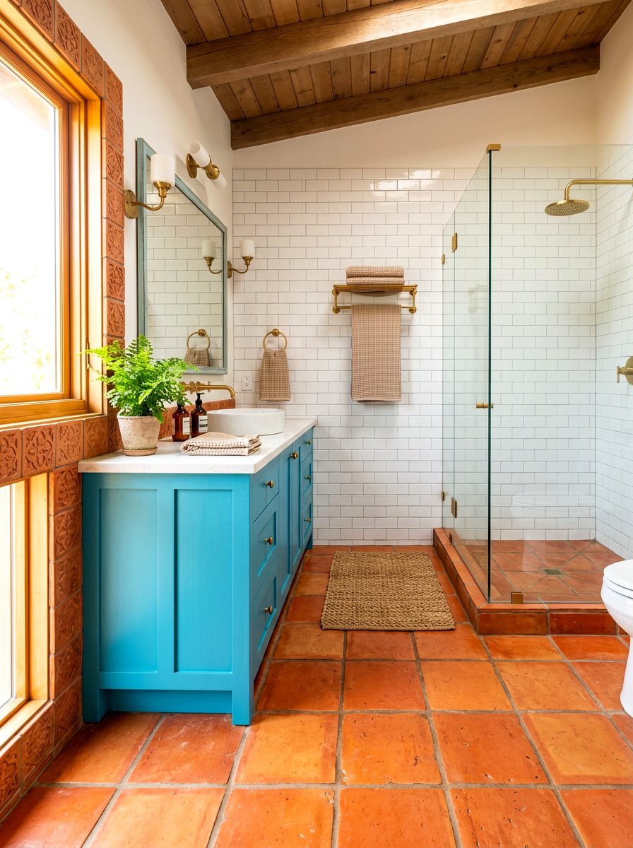 Terracotta Bathroom Tile - 30 Pinterest bathroom ideas