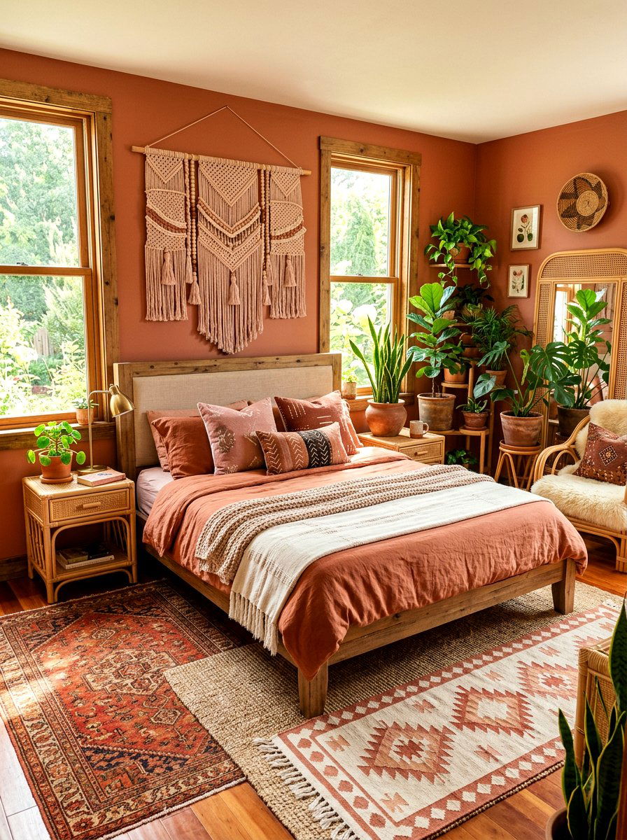 Terracotta Blush Boho - 30 clay and blush bedroom ideas