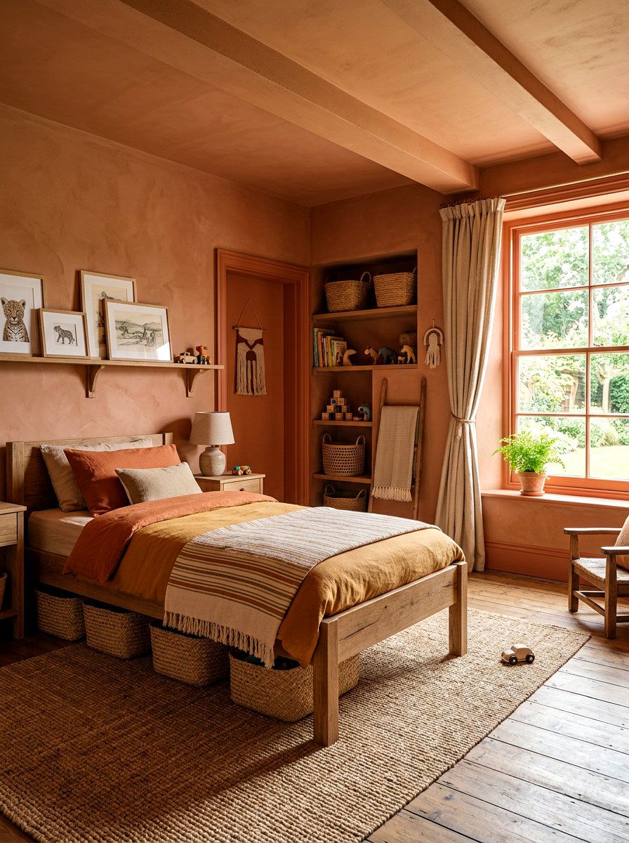 Terracotta Boys Bedroom - 30 color drenched kids room ideas