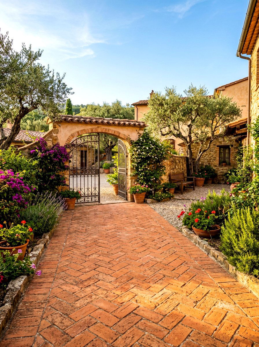Terracotta Brick Walkway - 30 backyard walkway ideas