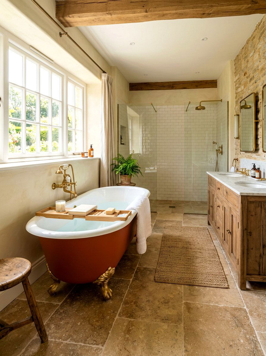 Terracotta Clawfoot Tub - 30 terracotta bathroom ideas