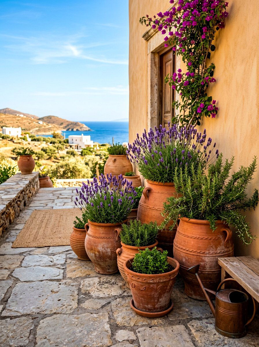 Terracotta Clay Front Porch Flower Pots - 30 front porch flower pot ideas