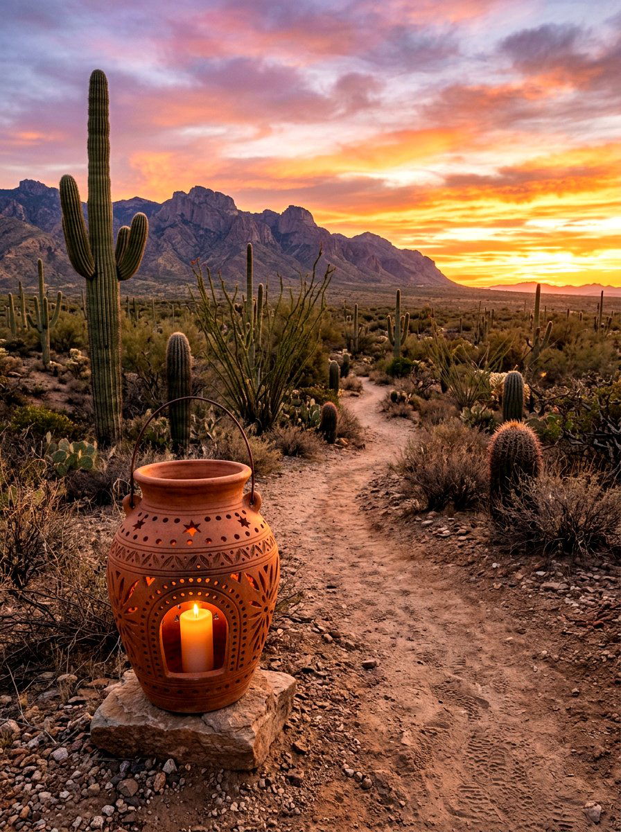 Terracotta Clay Lantern - 30 lantern pathway ideas