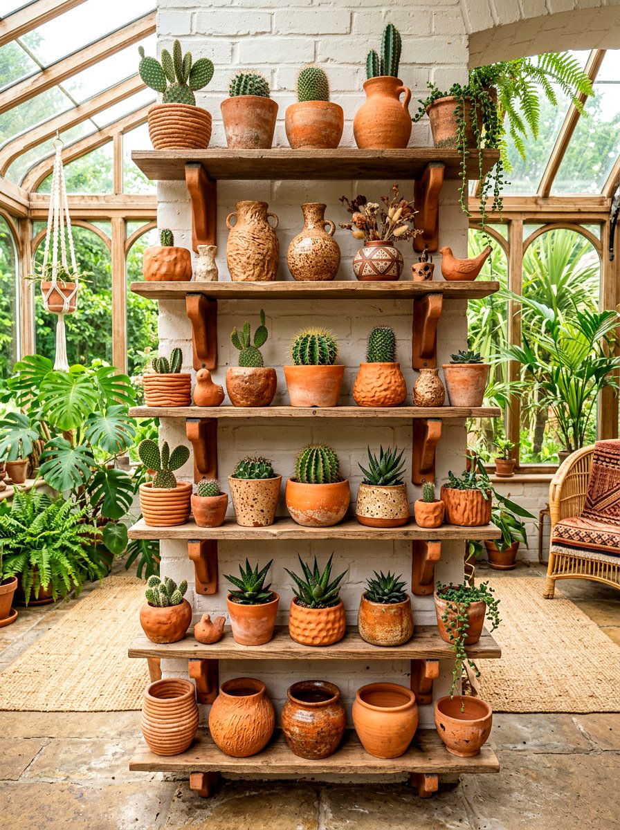 Terracotta Clay Shelf - 30 seasonal shelf decor ideas