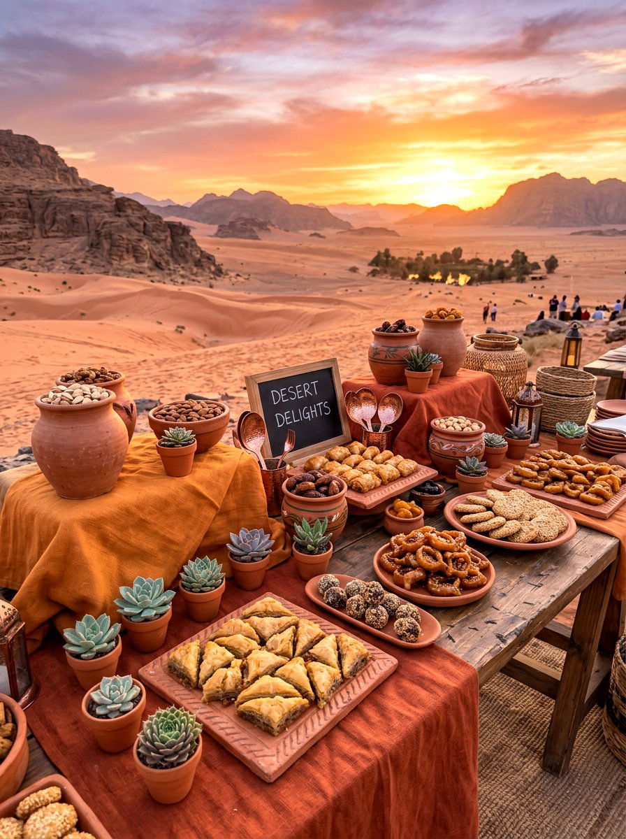 Terracotta Desert Sweets Display - 30 outdoor dessert station ideas