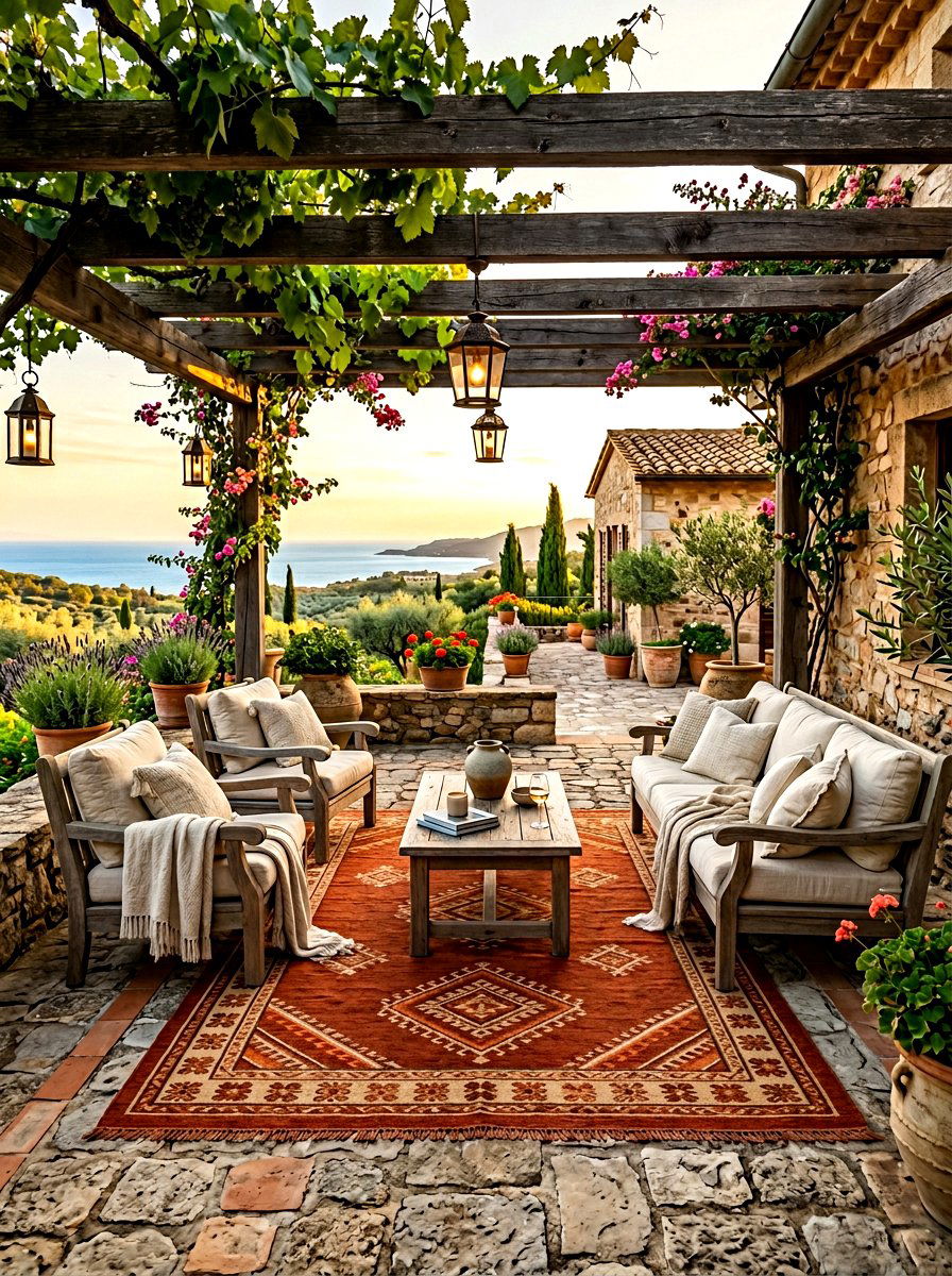 Terracotta Earth Tone Rug - 30 patio rug ideas