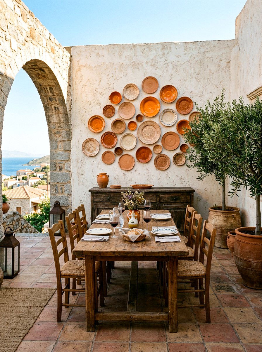 Terracotta Earthy Plate Wall - 30 plate wall display ideas