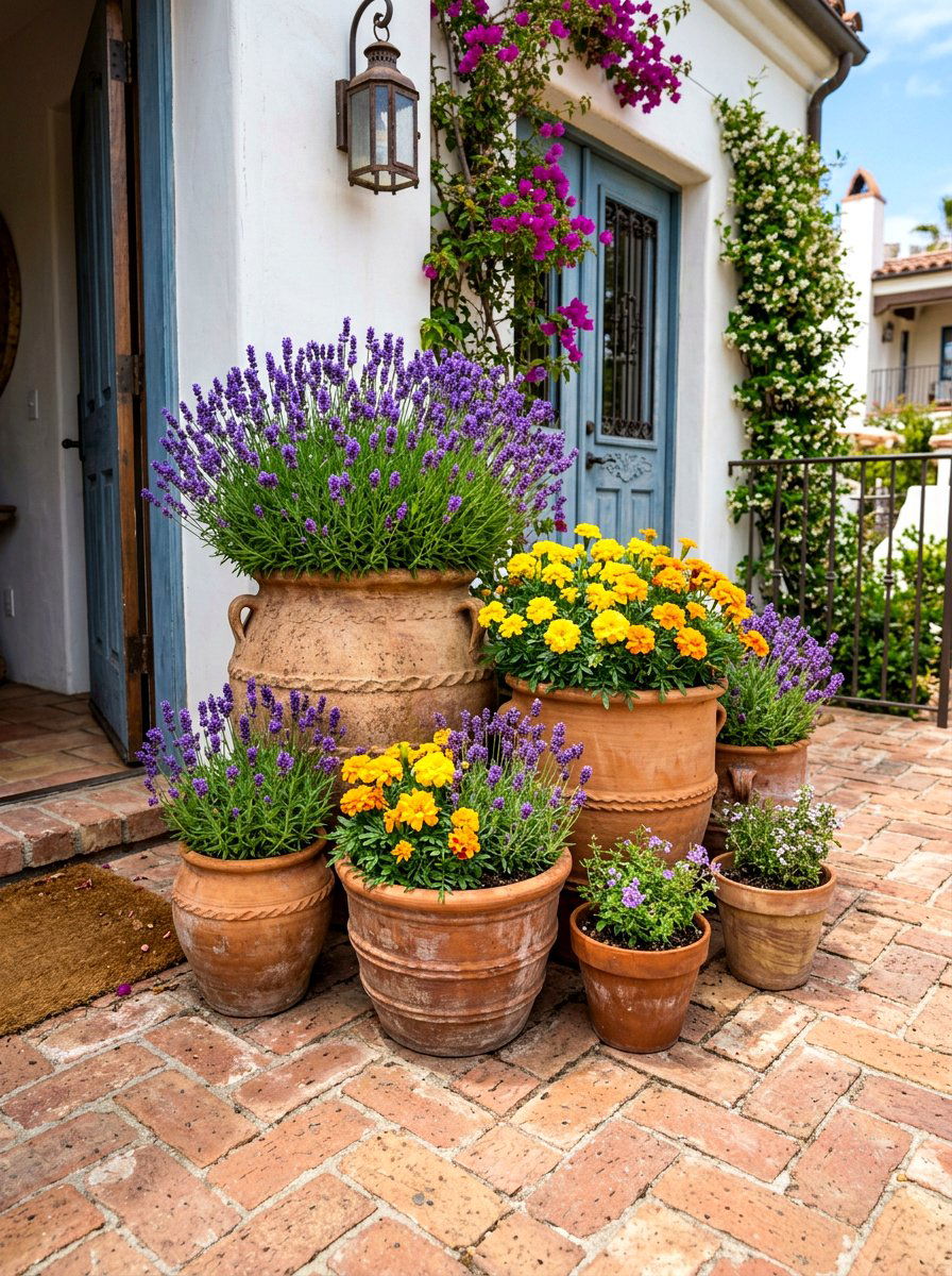 Terracotta Entry Pot - 30 spring front entry ideas