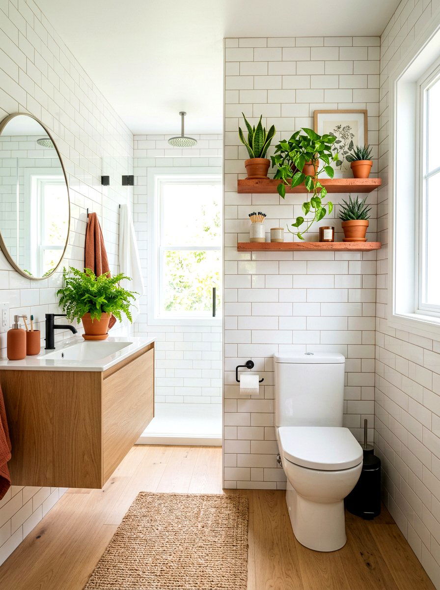 Terracotta Floating Shelf - 30 terracotta bathroom ideas