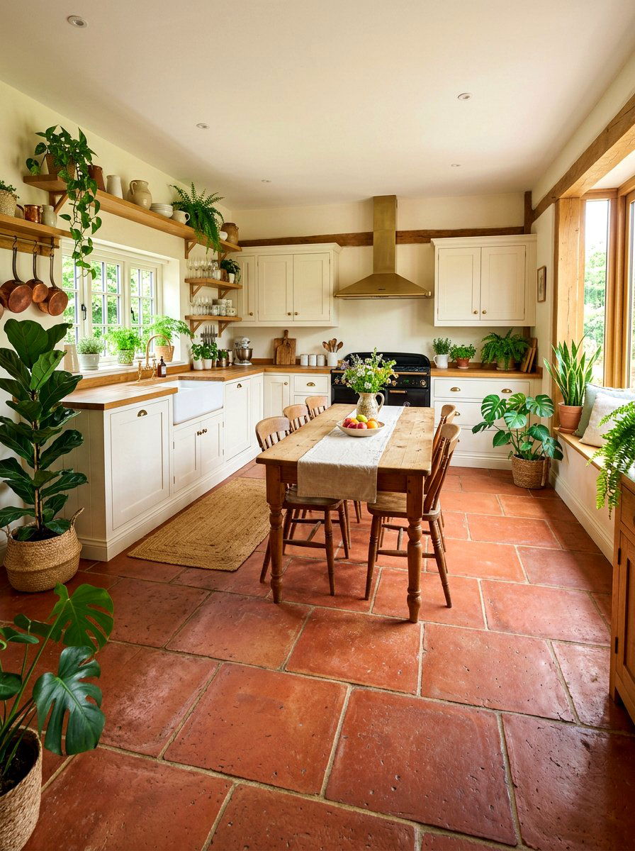 Terracotta Floor Farmhouse Kitchen - 30 European farmhouse kitchen ideas
