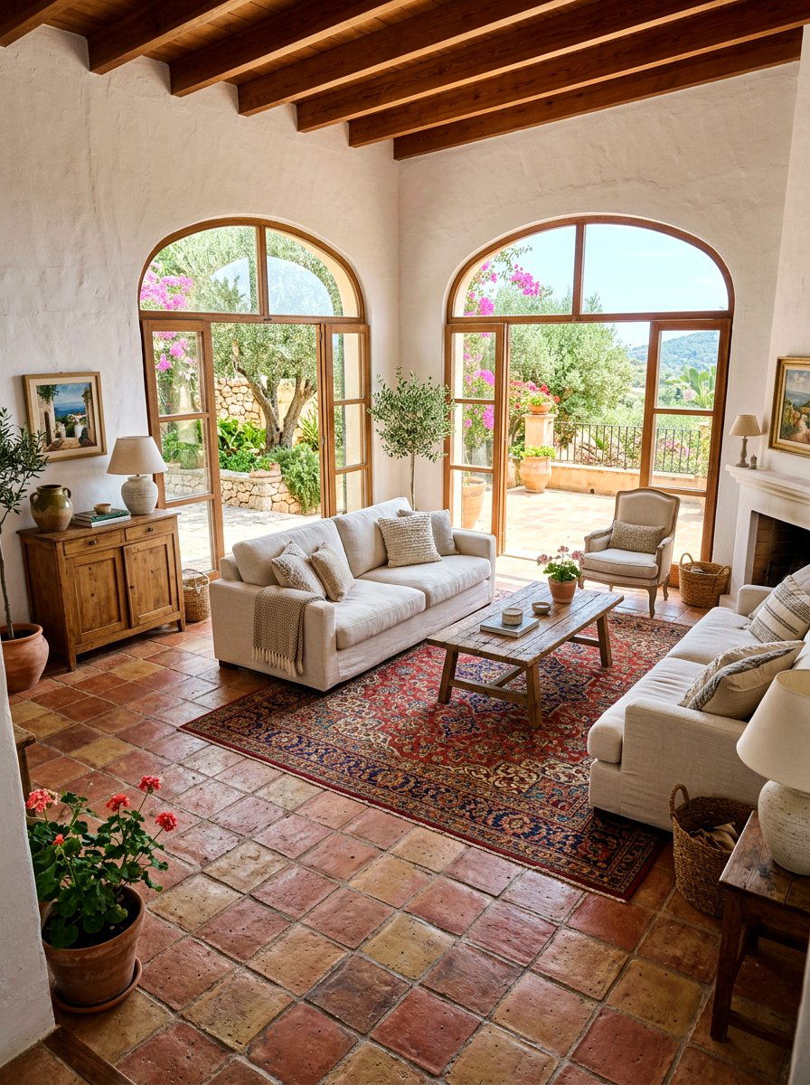 Terracotta Floor Living Room - 30 European villa living room ideas