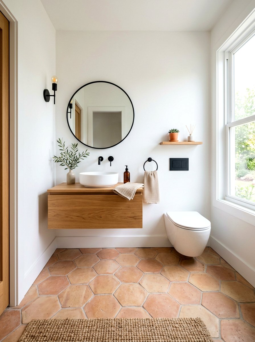 Terracotta Floor Tile Powder Room - 30 terracotta powder room ideas