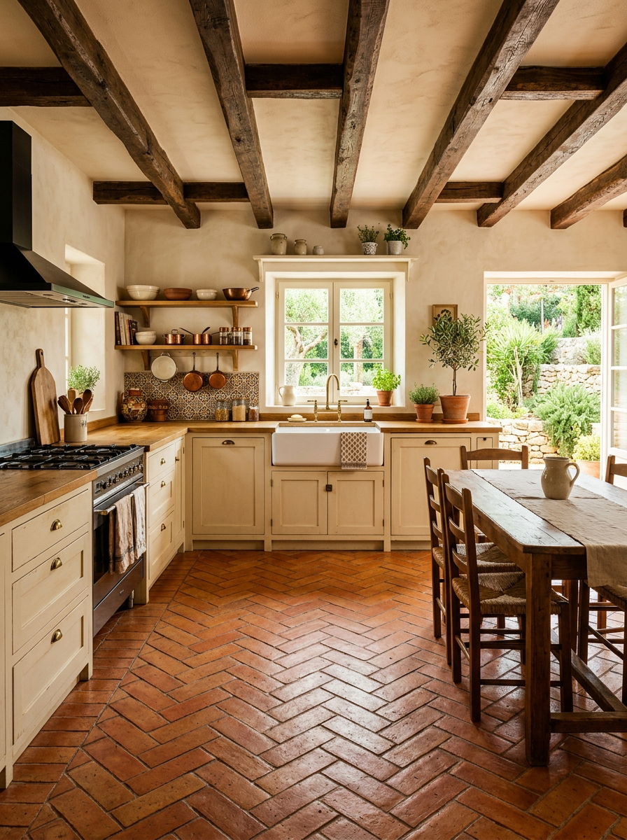 Terracotta Floor Tiles - 30 wine country kitchen ideas