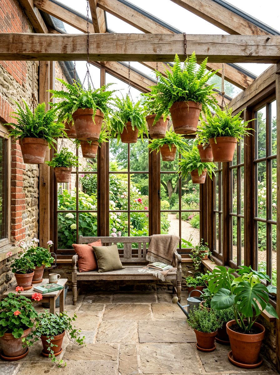 Terracotta Hanging Fern - 30 hanging fern indoor ideas