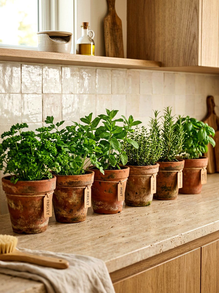 Terracotta Herb Pot - 30 spring kitchen decor ideas