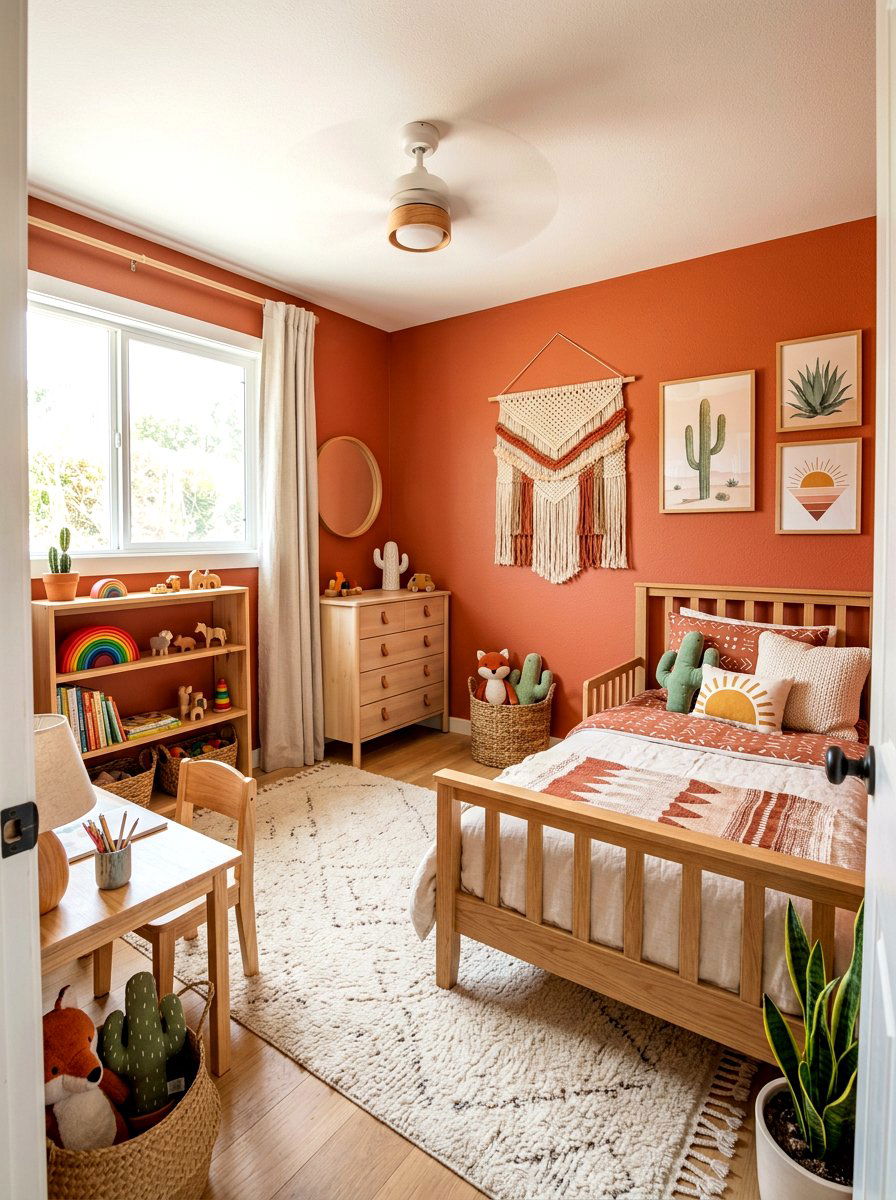 Terracotta Kids Bedroom - 30 aesthetic kids room ideas