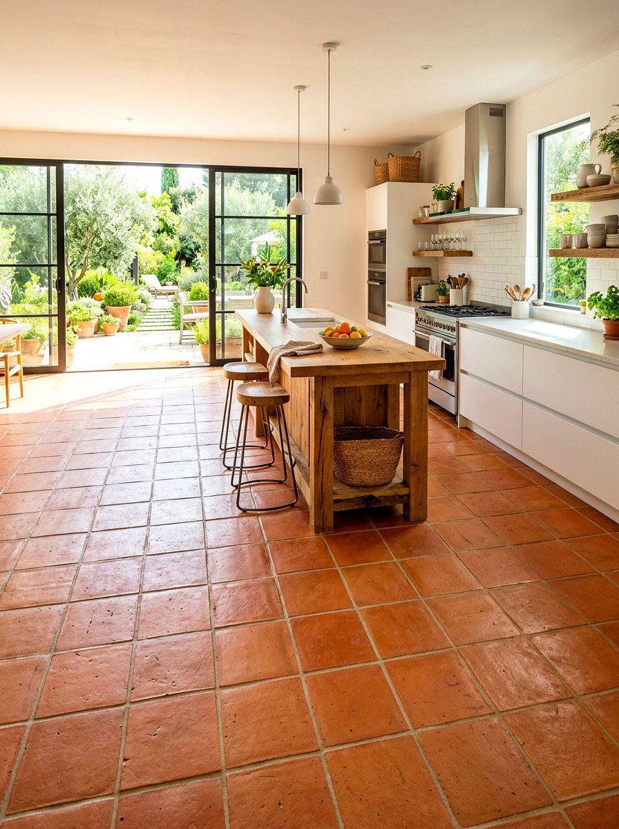 Terracotta Kitchen Floor Tiles - 30 organic modern kitchen ideas