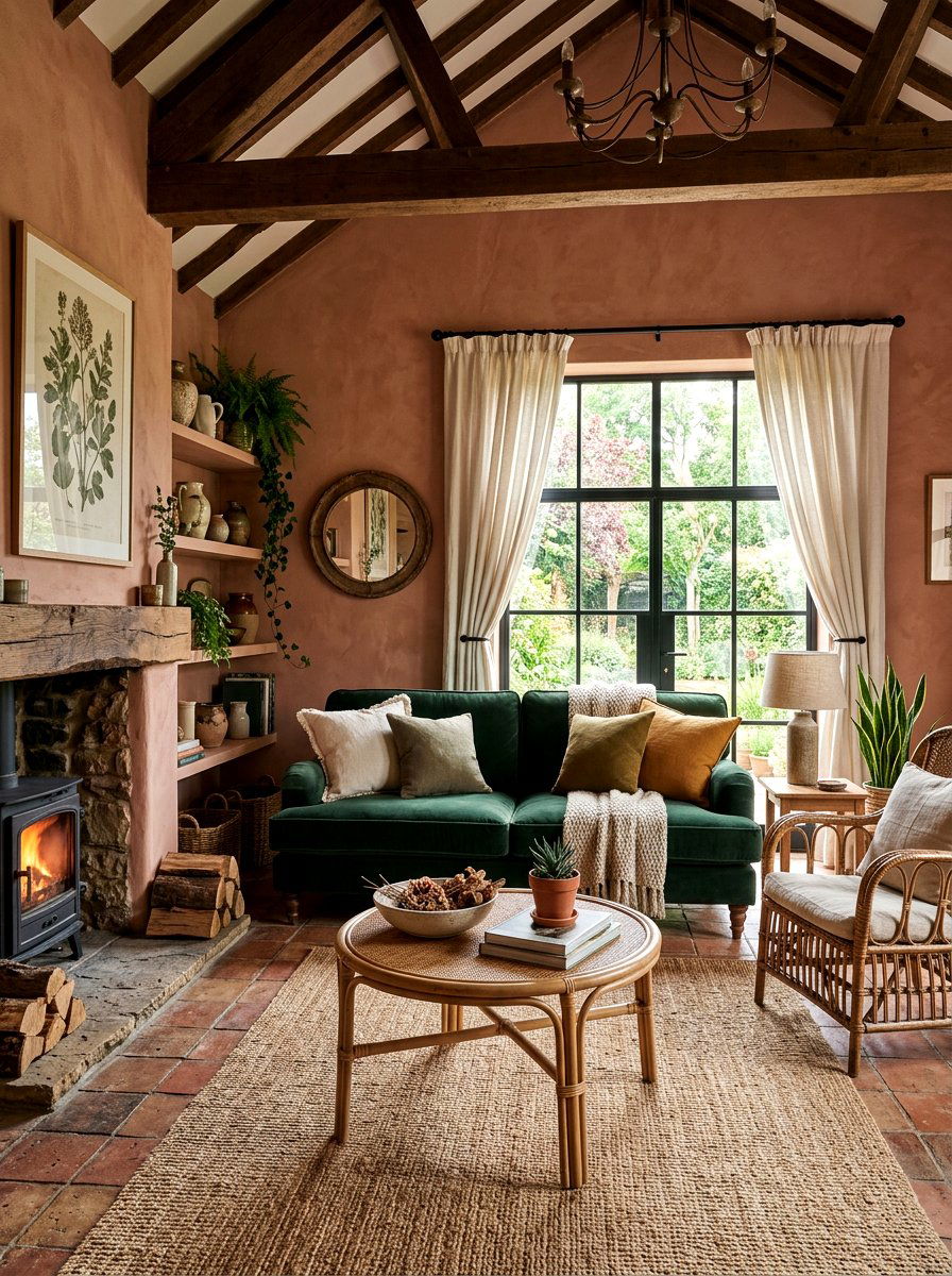 Terracotta Living Room - 30 moody English living room ideas