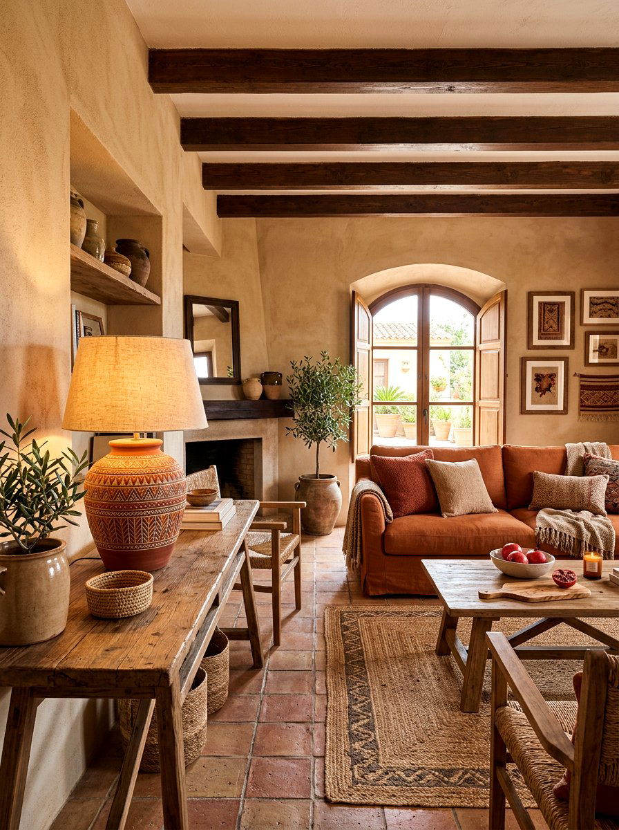 Terracotta Living Room Ceramic Table Lamp - 30 layered lamp living room ideas