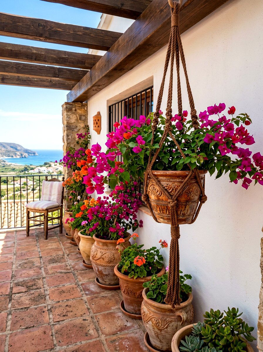 Terracotta Mediterranean Porch Planter - 30 porch ceiling planter ideas