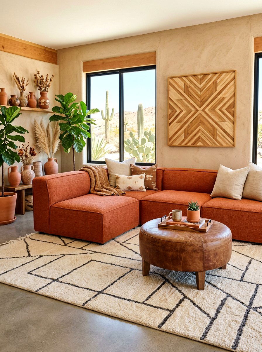 Terracotta Modular Sofa - 30 sofa styling ideas