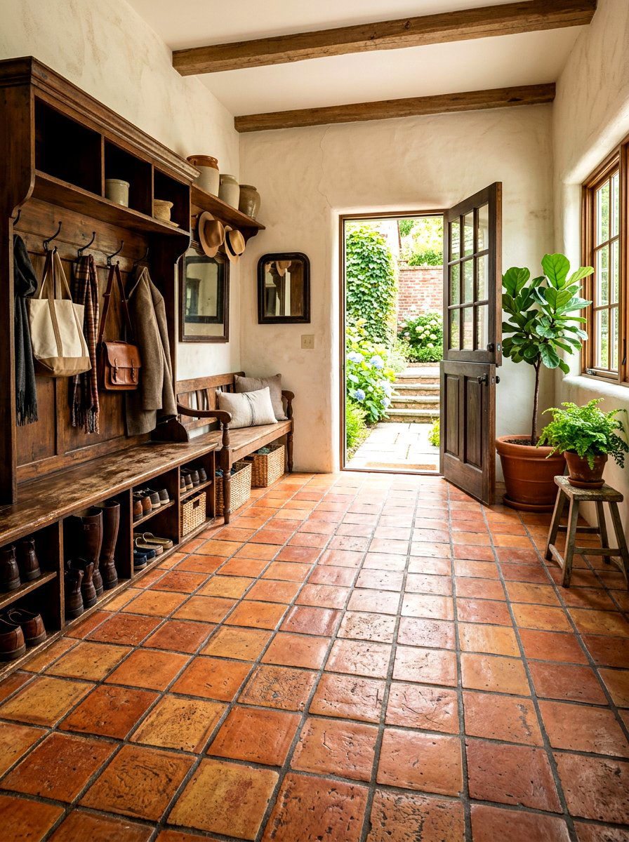 Terracotta Mudroom Tile - 30 mudroom tile floor ideas