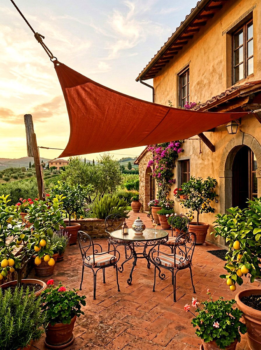 Terracotta Patio Shade Sail - 30 shade sail ideas