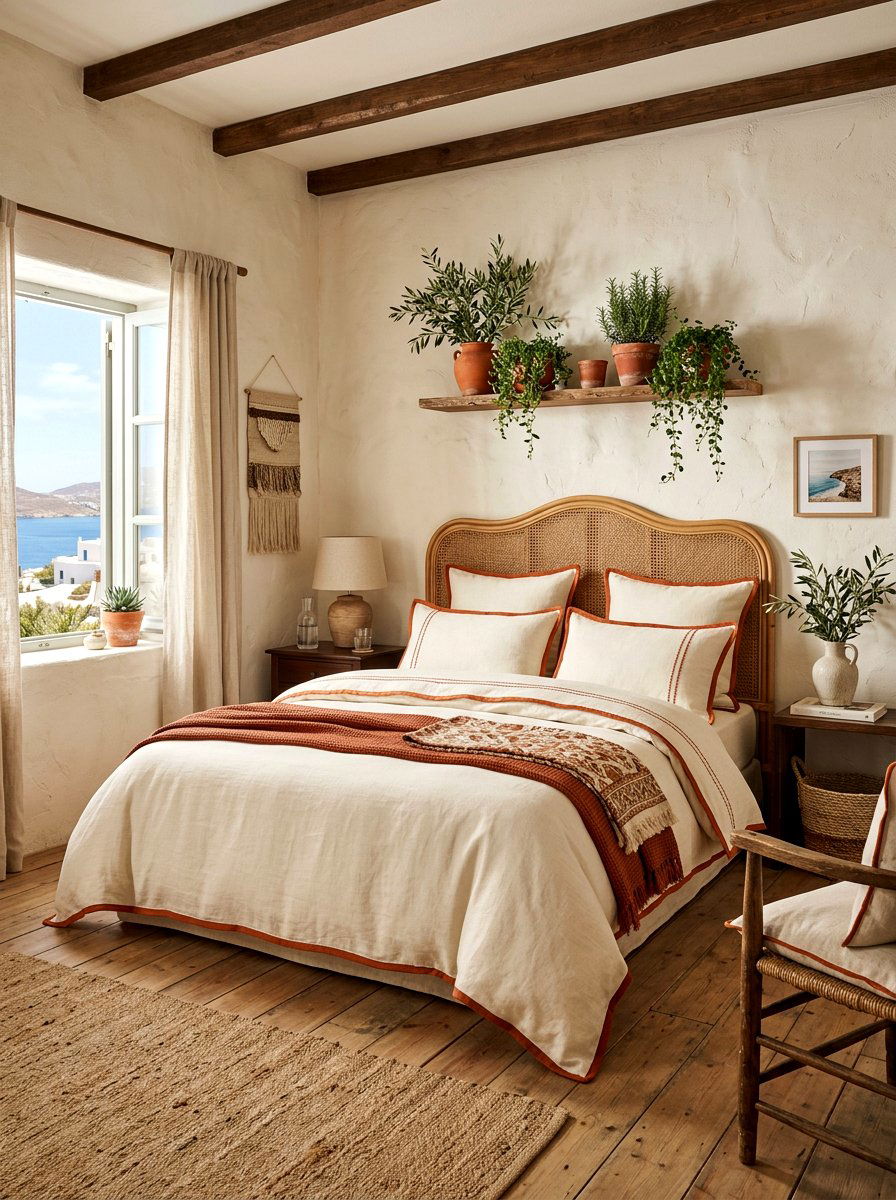 Terracotta Piped Linen Bedding - 30 contrast trim bedding bedroom ideas