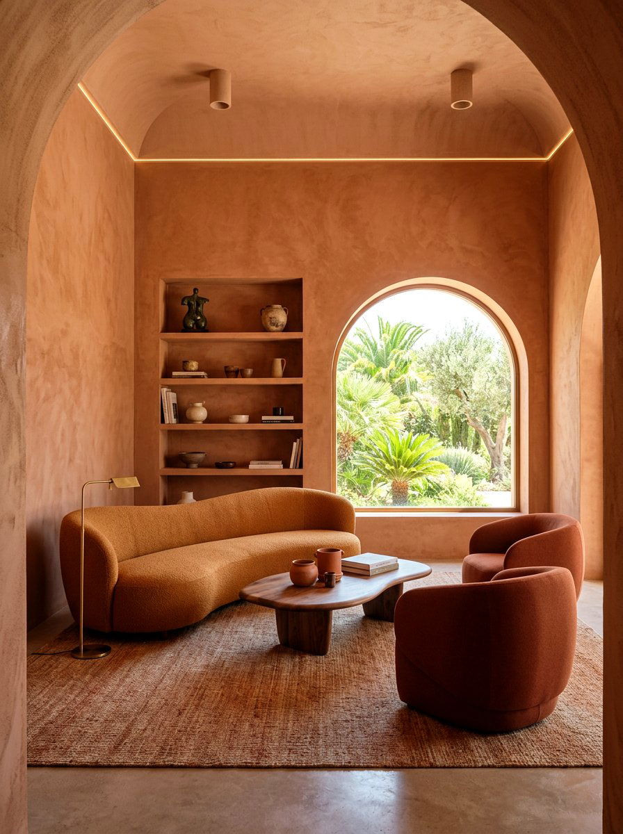 Terracotta Plaster Living Room - 30 terracotta washed living room ideas