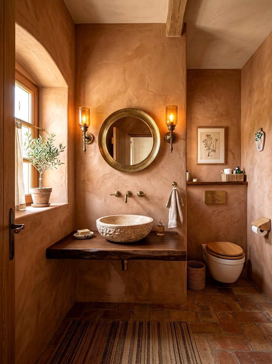 Terracotta Plaster Powder Room - 30 terracotta powder room ideas