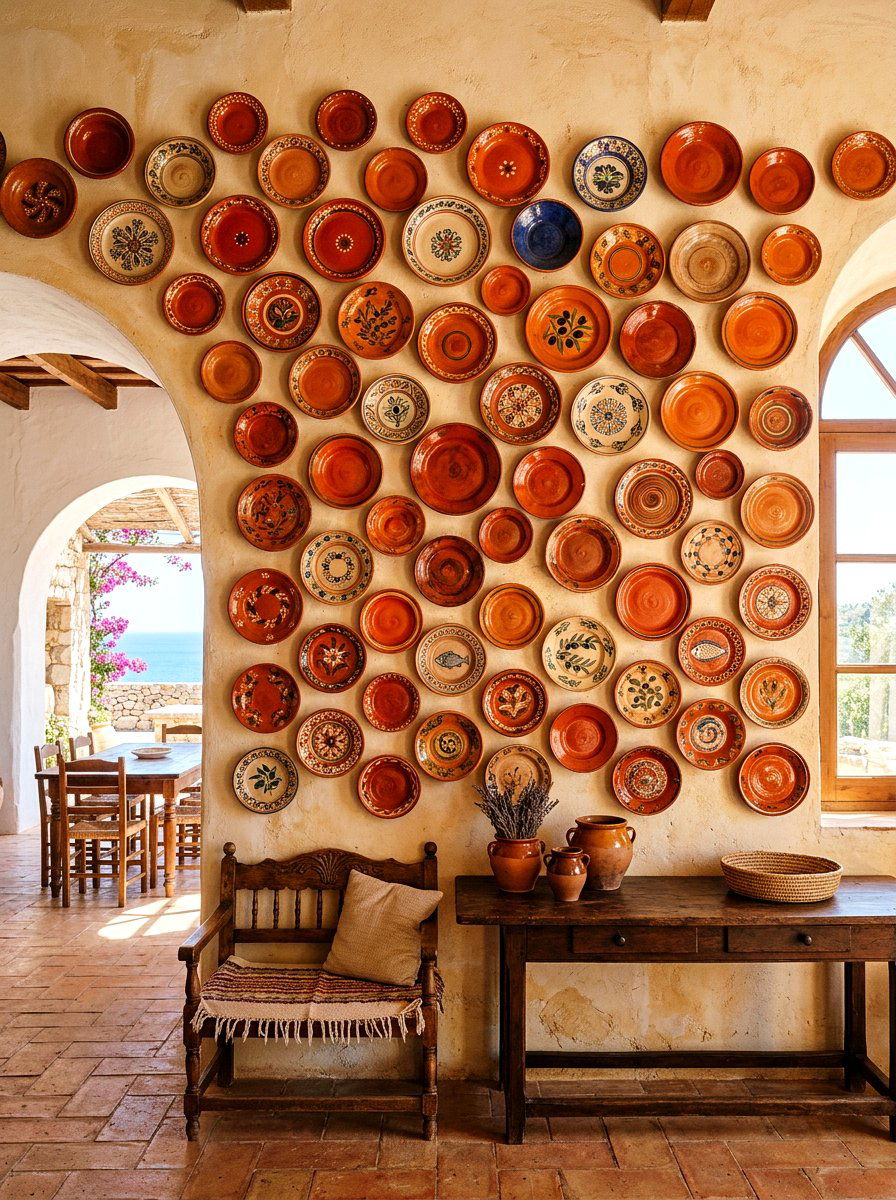 Terracotta Plate Wall - 30 plate wall dining room ideas