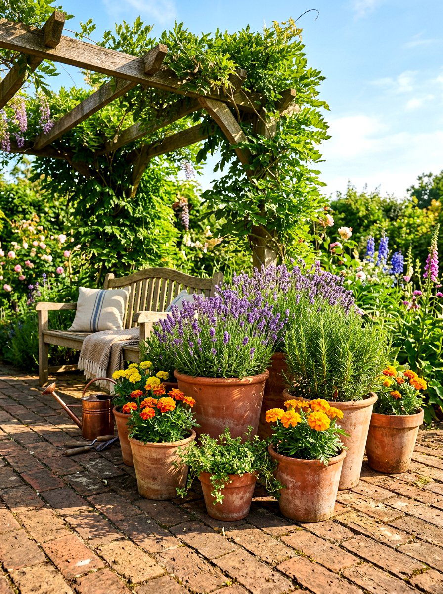 Terracotta Pot Arrangement - 30 container garden makeover ideas