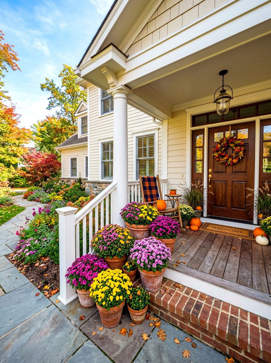 Terracotta Pot Arrangement - 30 fall entryway decor ideas