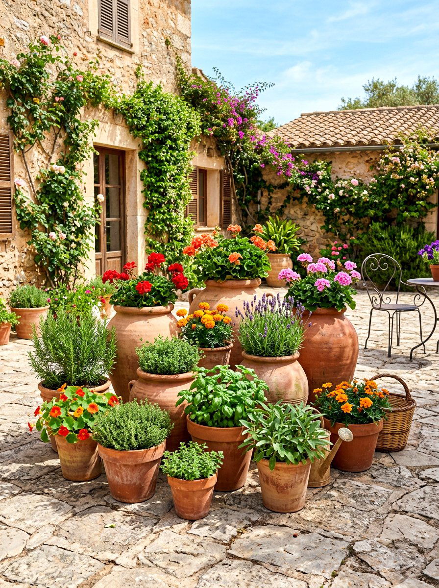 Terracotta Pot Arrangement - 30 cloister garden ideas