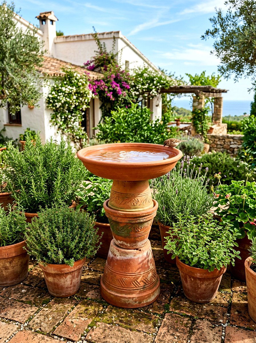 Terracotta Pot Bird Bath - 30 bird bath ideas