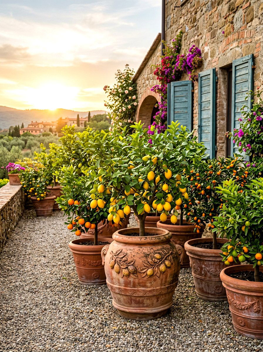 Terracotta Pot Citrus Collection - 30 dwarf citrus garden ideas