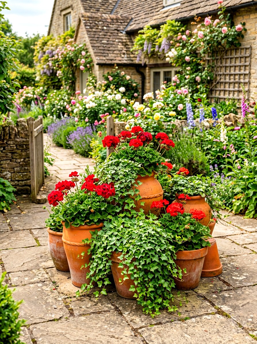 Terracotta Pot Container Garden - 30 cottage garden ideas