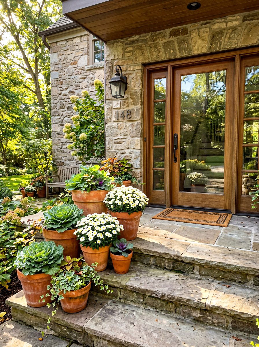 Terracotta Pot Entryway Decor - 30 natural harvest decor ideas