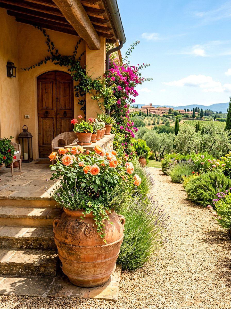 Terracotta Pot Front Porch - 30 porch rose planter ideas