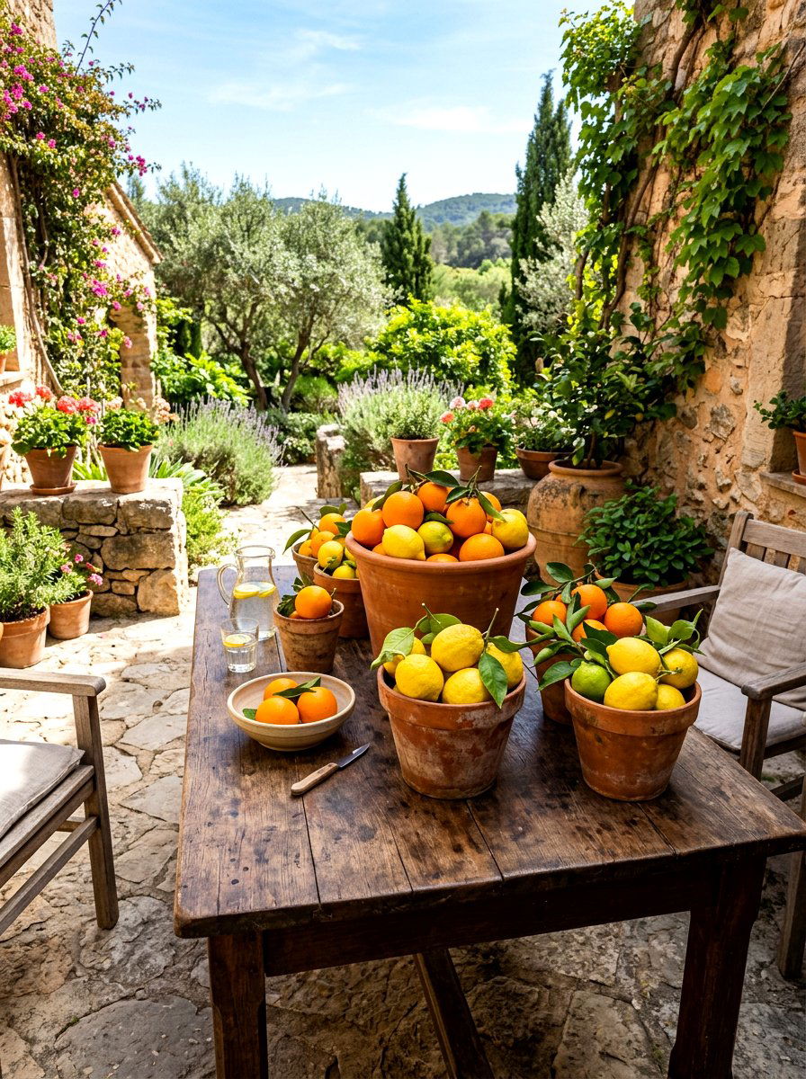 Terracotta Pot Fruit Arrangement - 30 fruit market tablescape ideas